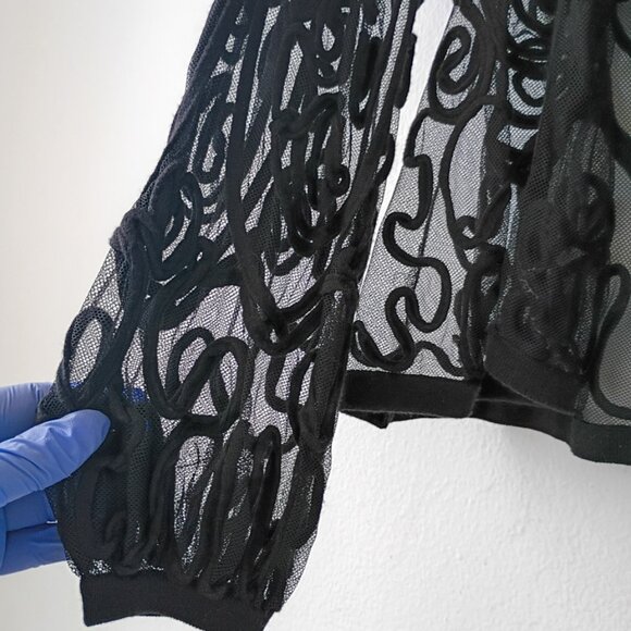 Dolce Cabo Sheer Embroidered Mesh Jacket Cardigan Goth Glam - Size M - Picture 3 of 6